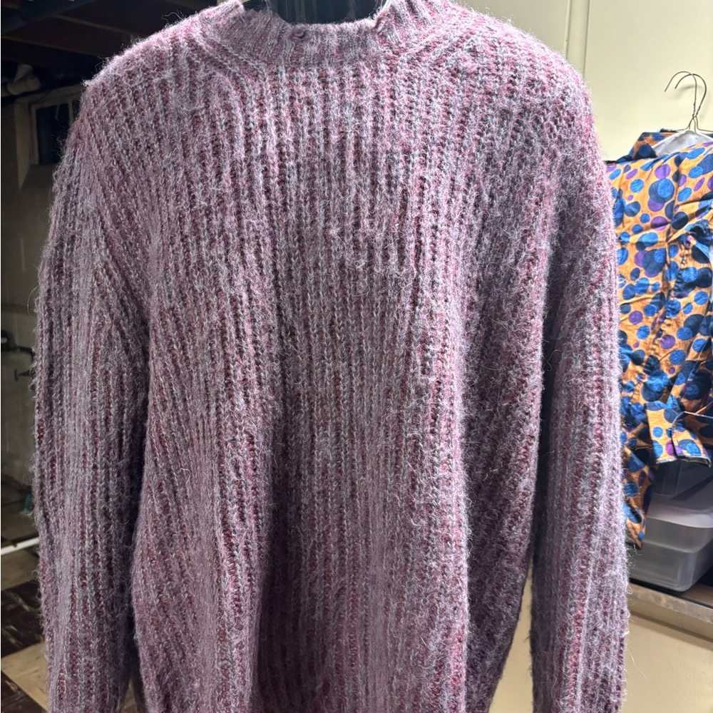 Zara Cozy Knit Sweater in Purple and Gray
